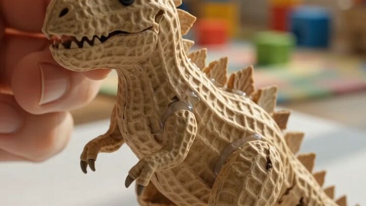 T-rex made from peanut shell
