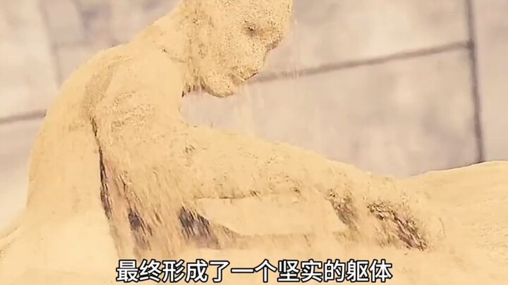 A pile of yellow sand seems to have come to life, suddenly transforming into a human form and ultima