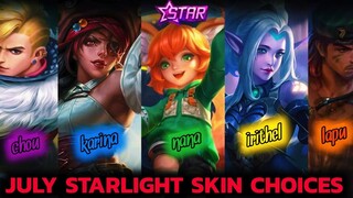 JULY 2022 STARLIGHT SKIN CHOICES || NANA STARLIGHT ' CYCLONE CLASH ' SKIN MOBILE LEGENDS || MLBB
