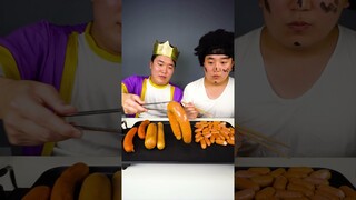 Fire noodle Kielbasa, Vienna, Frank Sausage. Big Ham Mukbang | TikTok Funny Videos | HUBA #shorts