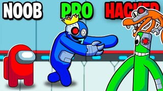 NOOB vs PRO vs HACKER AMONG US RAINBOW FRIENDS!? (Survivor In Rainbow Monster)