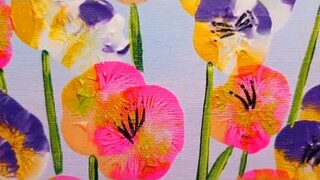 KING ART    DIPINGERE I FIORI VIOLA DEL PENSIERO  N  6  TECNICA DI PITTURA FACILE