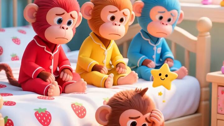 five little monkeys jumping on the bed 🛏️❤️  cute kids chanel