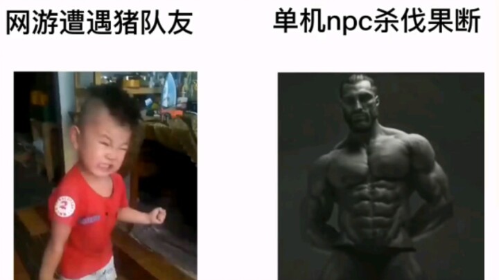 เพื่อนร่วมทีมห่วยในเกมออนไลน์ vs NPC ในเกมออฟไลน์