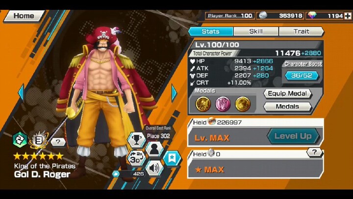 One Piece Bounty Rush-Upgrade Roger Boost 3