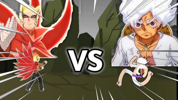 LUFFY GEAR 5 VS NARUTO MODE BARYON-ANIMATION BATTLE ANIME