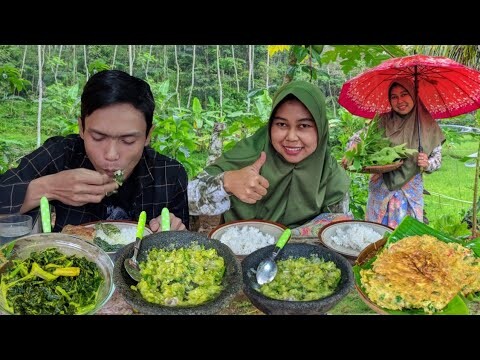 Asli Endul Rasanya Mantul.. Masak Gulai Pucuk Daun Pepaya, Telur Dadar Padang, Sambel Ijo