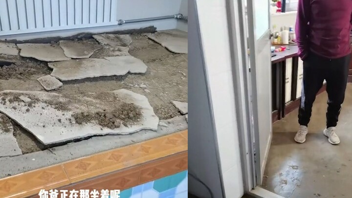 Người đàn ông dùng vỏ quả óc chó đốt hố để sưởi ấm, ngay giây sau mặt mũi ngơ ngác, toàn thân lấm le