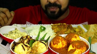 Eating 4 Types of Egg Item | Egg Bhuna,Egg korma,Omelette Curry,Mashed Egg( ডিম ) Rice | #LiveToEATT