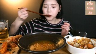 2 gói mì Jin Ramen, cơm gà mayo, kimchi ăn kèm 7 #amthuc