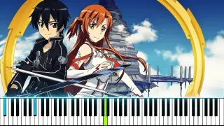 [FULL] Sword Art Online OP 1 - "Crossing Field" - LiSA | ソードアート・オンライン (Synthesia Piano Tutorial)