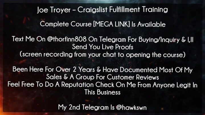 Joe Troyer Course Craigslist Fulfillment Training download