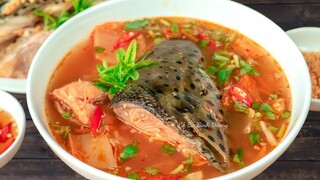 Cách nấu CANH CHUA Kim Chi đầu cá hồi ngon bổ rẻ ĐƠN GIẢN và NHANH của Cô Ba *4K