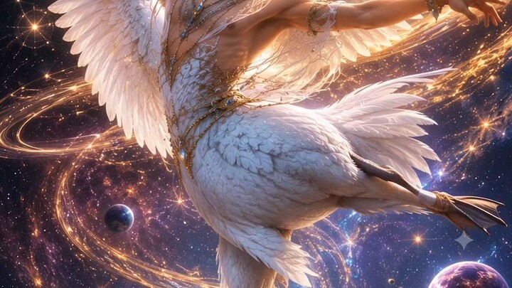 The Divine Swan-Man’s Cosmic Dance 🌌🦢✨