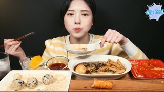 Tokbokki Mecian phô mai và thịt xông khói sốt kem, tôm chiên 9 #amthuc