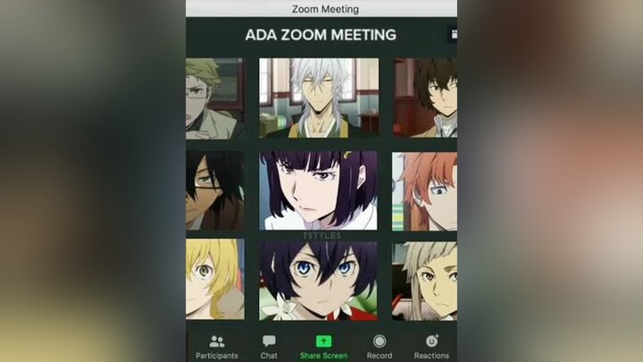 ADA Zoom Meeting be like bungoustraydogs bsd armeddetectiveagency ada kunikida dazaiosamu dazai kun