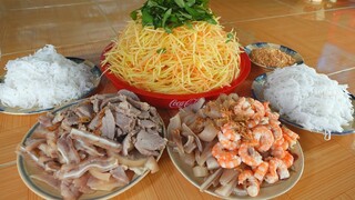 Giòn Giòn Ngọt Ngọt Vị Đu Đủ Vườn Trộn Gỏi Tôm Thịt  | MTQH