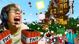 แกล้งทีมงานสุดโหด!! แอบวางระเบิดบ้านที่พวกมันตั้งใจสร้าง555 เลวมาก  Minecraft