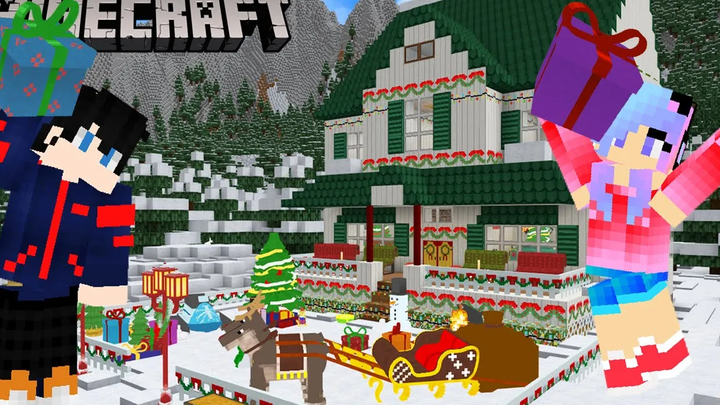 MineCraft มายคราฟตกแต่งบ้านในธีมวันคริสมาสต์ minecraft christmas house