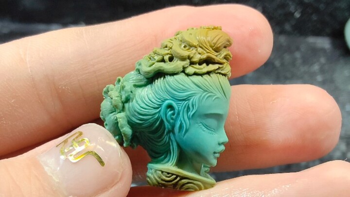 Turquoise Prajna Geisha Carving Process