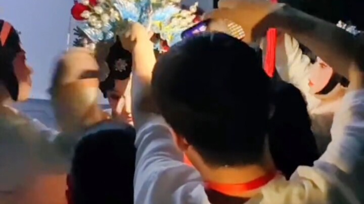 Over a minute, perfectly synchronized outfit grabbing