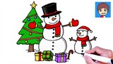Cara Menggambar Manusia Salju (Snowman) dengan Mudah – Gambar Natal
