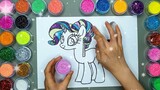 Ngựa Pony ✍ Vẽ Và Tô màu Tranh Cát Nhân Vật Hoạt Hình 🎨 Học Màu Sắc | Heo Xinh