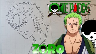 menggambar zoro dari anime one piece