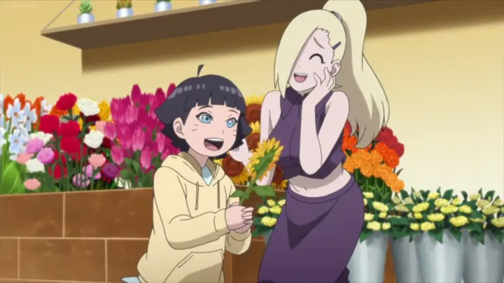 Ino Gives Himawari A Flower To Make Her Happy In Front Of Naruto