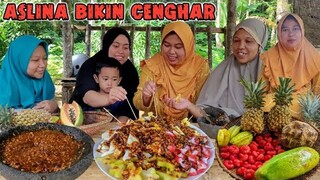 ah.. Mantap SEUHAH,. METIS Buah Sambel KACANG Kental PEDAS, Jambu Aer, Ganas, Bengkoang, Belimbing