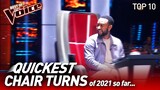 Chair Turns within 10 seconds 😱 on The Voice 2021 so far | Top 10
