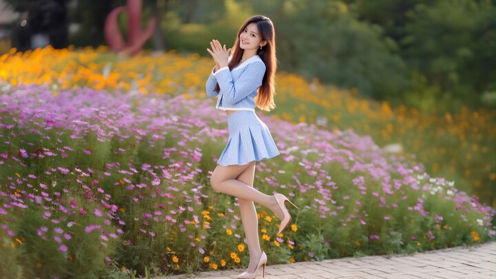 Xiao Meiman, sweet girl dancing in a sea of flowers