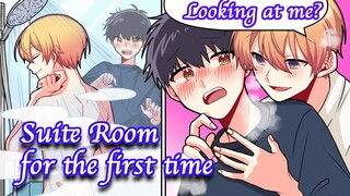 【BL Anime】What happens when boys couple spend a night in a room with a transparent shower room?