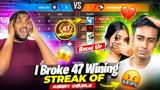 First Time Break 47 Winning Streak Of Couples Breakup 💔 Of Youtuber  - Garena Free Fire Max