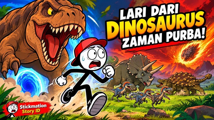 TERJEBAK di ZAMAN DINOSAURUS! 😱 Stickman Dikejar T-Rex