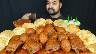 HUGE SPICY CHICKEN CURRY, LOTS OF LUCHI, EGG CURRY, GRAVY,  MUKBANG ASMR EATING SHOW | BIG BITES |