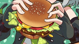 【绝区零】哲: Anbi is so cute when eating a hamburger, just like a hamster~