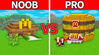 Mikey Family & JJ Family - NOOB vs PRO : McDonalds House Build Challenge in Minecraft (Maizen)