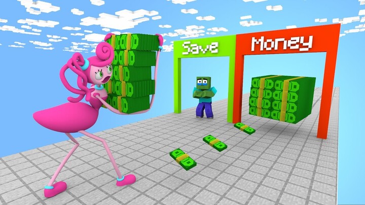 Monster School: Money Run Challenge - Mommy Long Legs Become RICH | Minecraft Animation