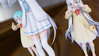 【皮卡丘舞MMD】据说这样的女儿是所有男人的梦想，中间的当然是老婆了。