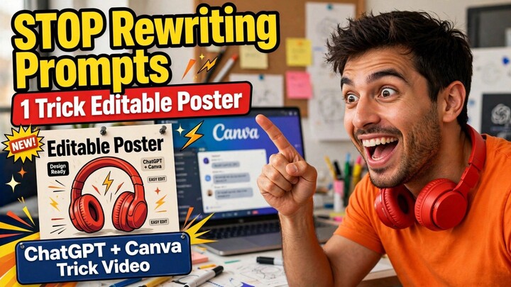 STOP Rewriting Prompts! ChatGPT Image ko 1 Click me Editable Banao | ChatGPT + Canva Secret Trick