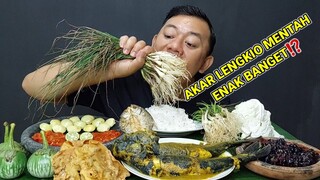 KAREDOK LEUNCA + LALAPAN JENGKOL MENTAH + LENGKIO MENTAH + IKAN ASIN SAMBAL TERASI+ GULAI IKAN PATIN
