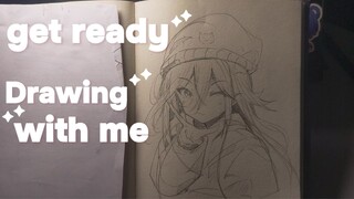 Menggambar anime yang sedang Selfie