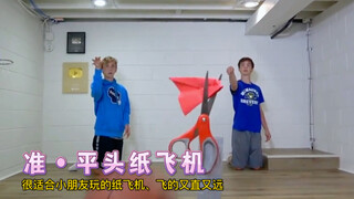 This quasi-flat paper airplane is perfect for kids! Just throw it gently and it'll fly straight and 