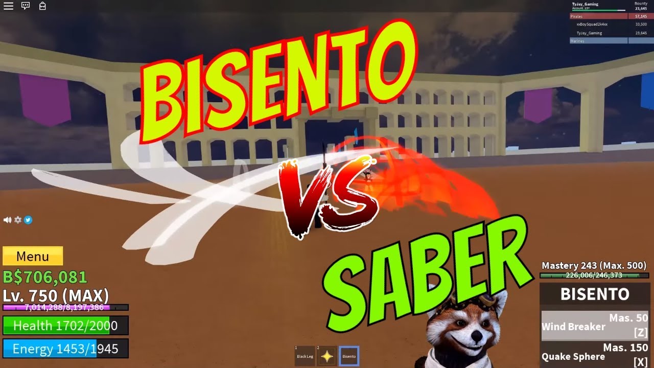 Blox Piece (Roblox) #16 : So Sánh Sức Mạnh Giữa Bisento Vs Saber