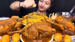 3😱 BIG WHOLE CHICKEN CURRY, CHICKEN LIVER & GIZZARD BIRYANI,RAITA WITH RICE 😋 EATING VIDEOS 🌶️ FO