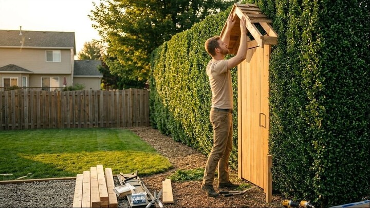 Building a Secret Door Hidden Inside a Backyard Hedge