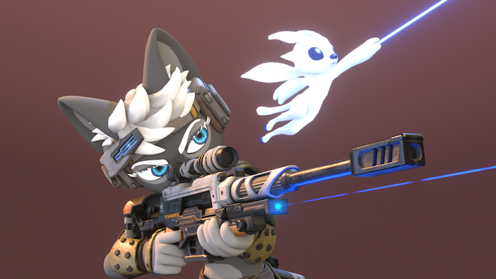 "Little Fox Plays Apex Legends" Blender Animation Practice