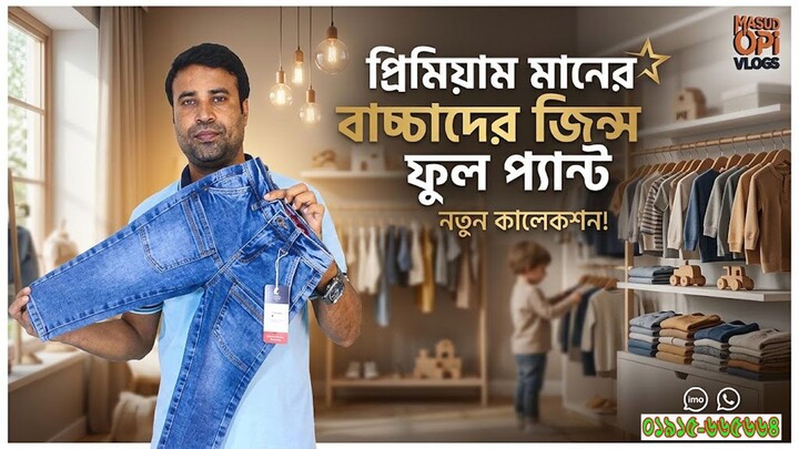 বাচ্চাদের প্রিমিয়াম মানের জিন্স ফুল প্যান্ট । Trendy Kids Jeans Pant Collection
