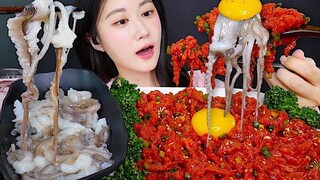 [ONHWA] The chewing sound of raw octopus and raw beef! So fresh and delicious!